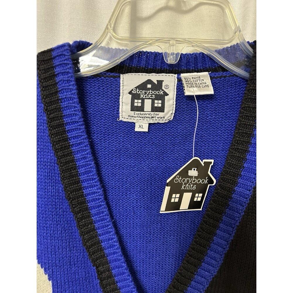 Vtg StoryBook Knits Sweater Cardigan Blue Angels Women's HSN Embroidered XL - Picture 5 of 6